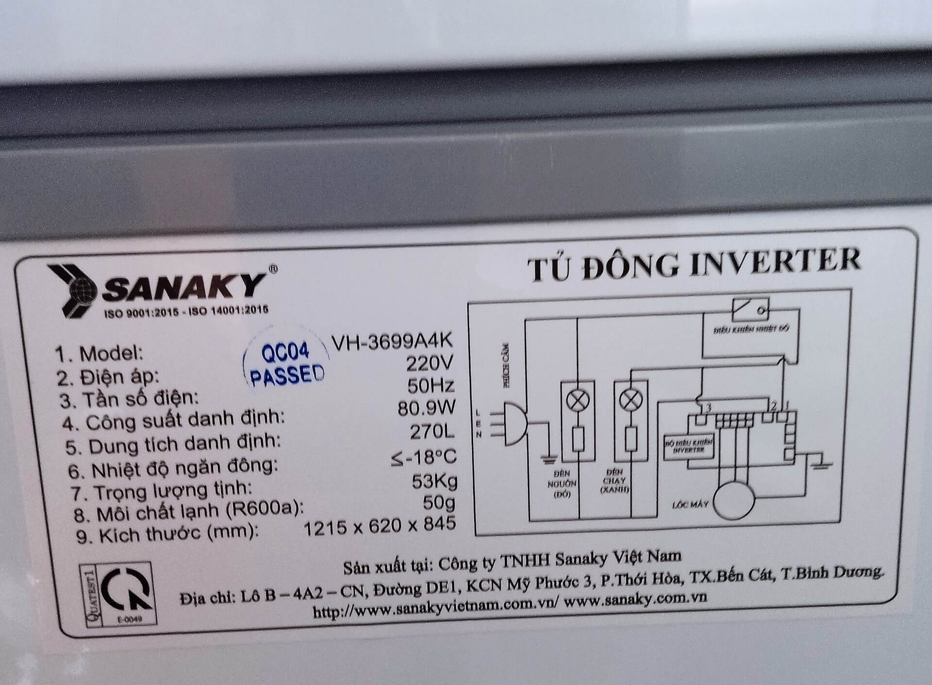 Tủ đông Sanaky Inverter VH-3699A4K 360 lít