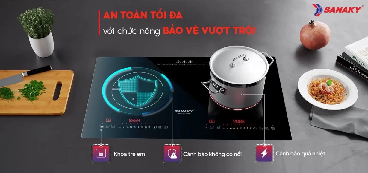Tính năng an toàn Bếp Từ – Hồng ngoại Sanaky VH-2500HGT