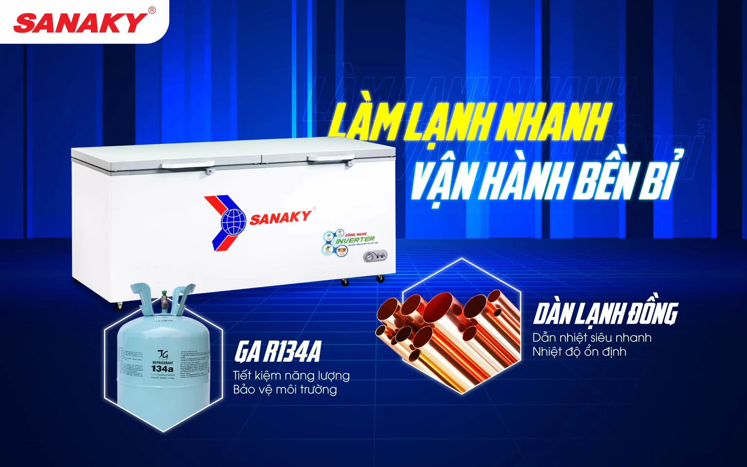 Tủ đông Sanaky VH-8699HY4K dàn đồng làm lạnh nhanh