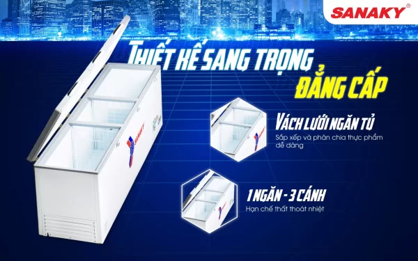 Thiết kế sang trọng, đẳng cấp của tủ đông Sanaky