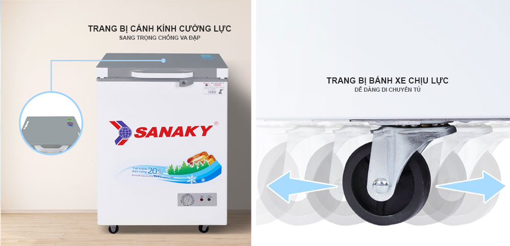 Cánh kính cường lực tủ đông Sanaky