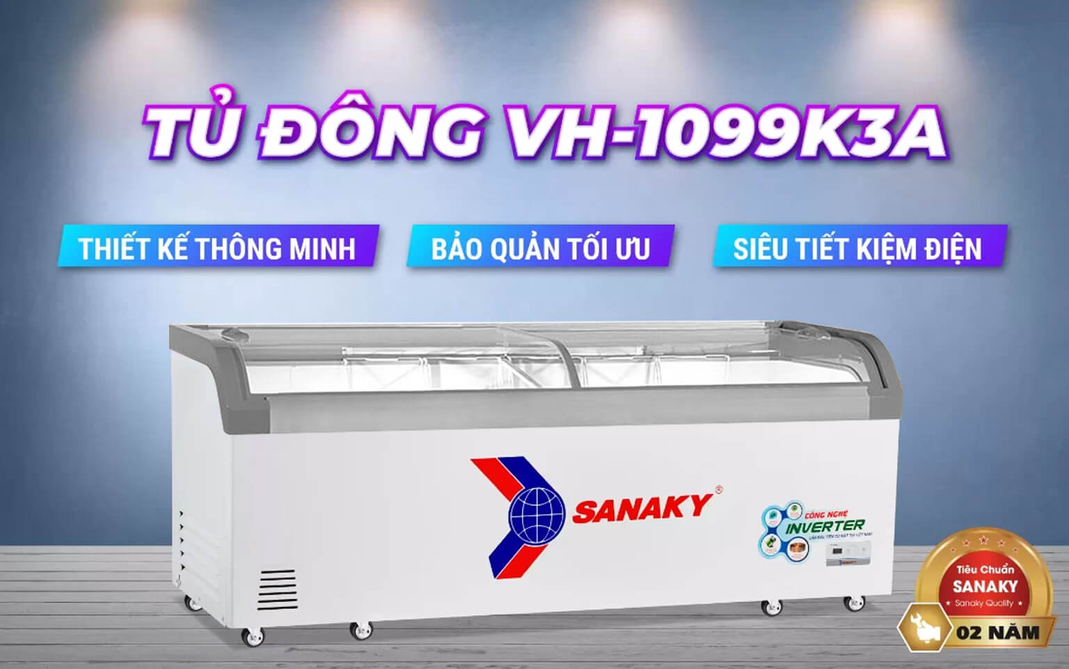 Tủ Đông Trưng Bày Sanaky Inverter VH-1099K3A 750 lít