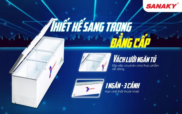 Thiết kế sang trọng, đẳng cấp của tủ đông Sanaky VH-HYK