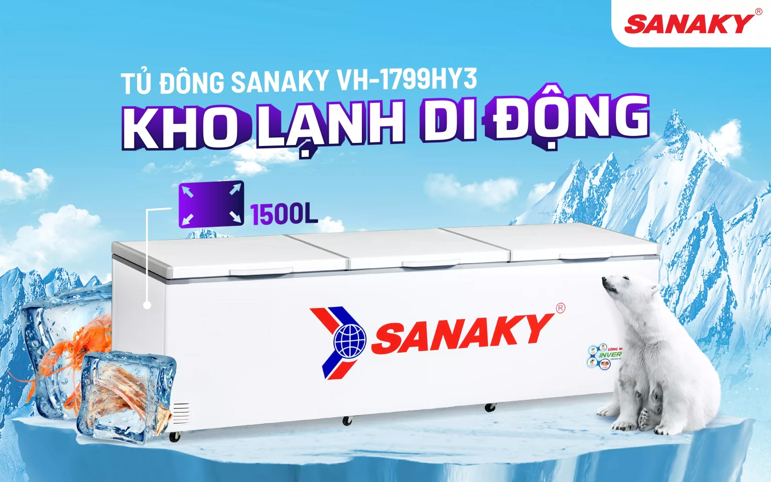 Tủ đông Sanaky VH-1799HY3 1500 lít