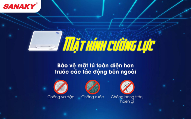 Điểm nổi bật của tủ đông Sanaky VH8699HYK là mặt kính cường lực