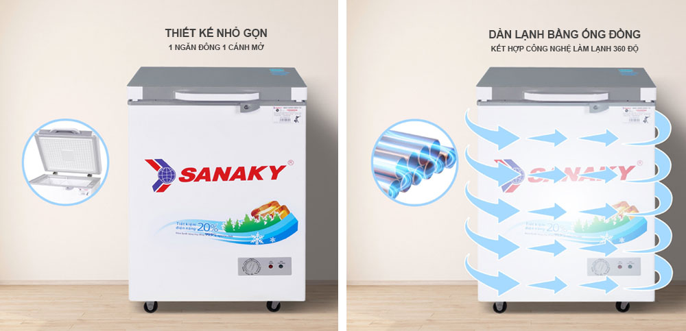 Tủ đông VH-1599HYK dàn lạnh đồng