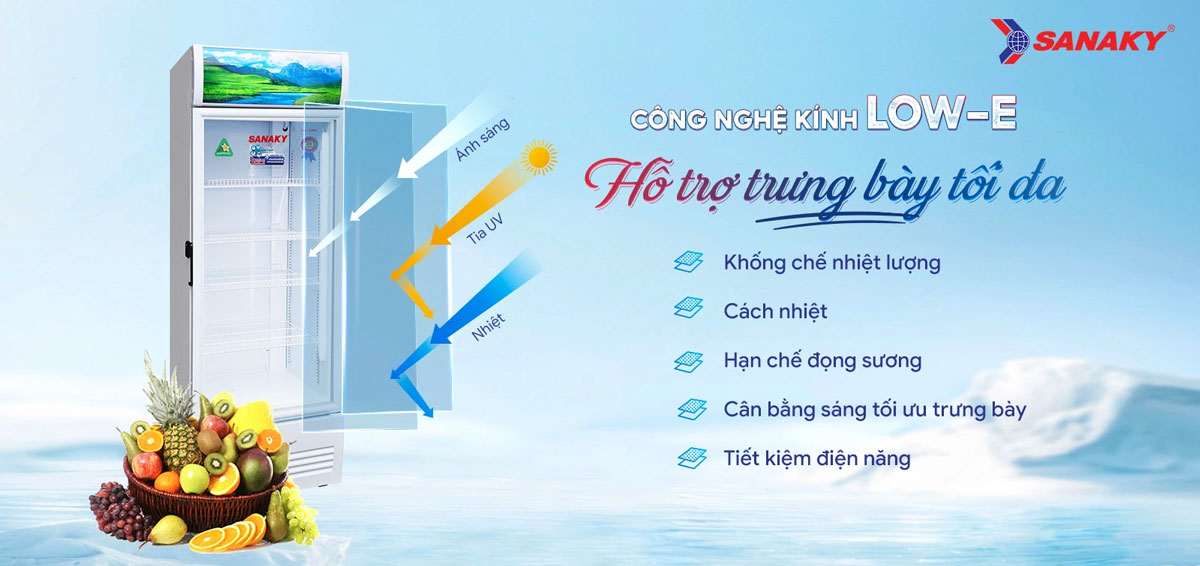 Công nghệ kính Low-E trên tủ mát Sanaky 5099K3