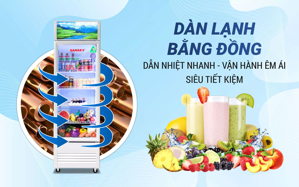 Dàn đồng trên tủ mát Sanaky 5099K3